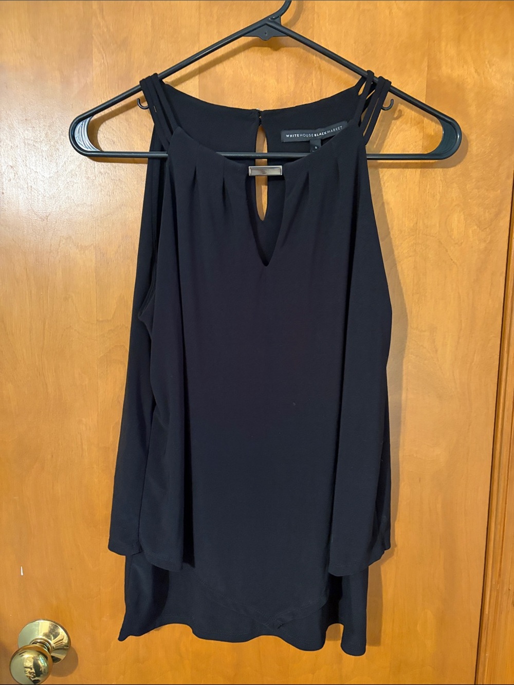 White House Black Market Black Sleeveless Keyhole Blouse
